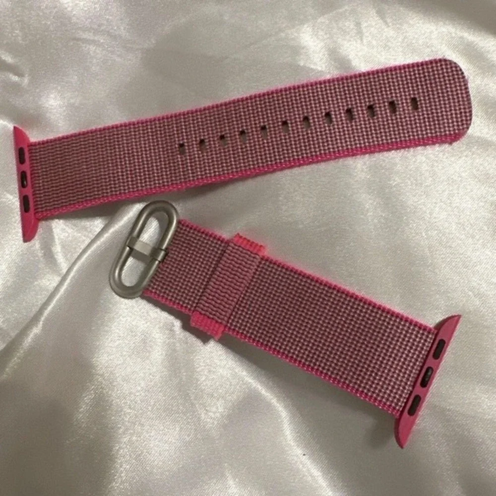 Pink Tan Woven Nylon Watch Band Sport Strap Apple Watch Women 38/40/41mm Chic 16